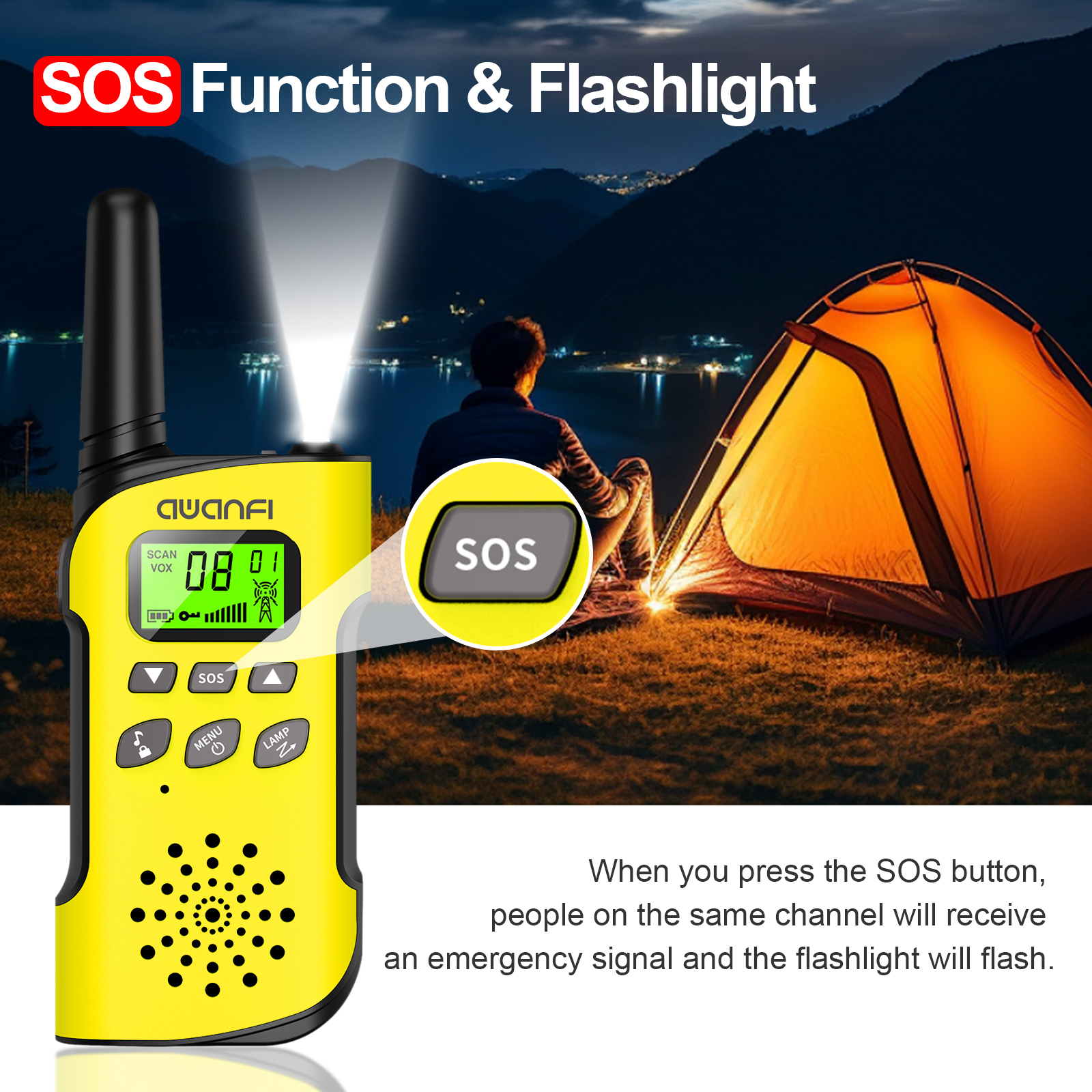 AWANFI Walkie Talkies 2 Pack Rechargeable photo 7