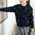 thumbnail image 5 of XXWXYD Kids Boys Girls Cardigan Sweater Long Sleeve with Button Front Knit Embroidery, School 𝖴niform Cardigan Jacket Top, Soft and Stylish, 5 of 9