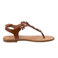 thumbnail image 2 of Beverly Hills Polo Club Kid Girls Thong Sandal with Multi Flower Accents, Brown, 13, 2 of 4