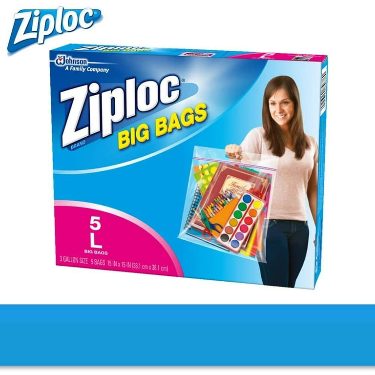 Ziploc Big Bag Double Zipper, Large, 5 Count, Men's