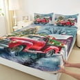 thumbnail image 3 of Manfei Vintage Rustic Truck Twin Sheet Sets, Christmas Tree Gift Twin Fitted Sheet, Cartoon Winter Snowman Flat Sheet, Breathable Home Decor, 3pcs, 3 of 7
