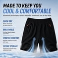 thumbnail image 4 of Men's Athletic Quick Dry Shorts, Lightweight Running Workout Casual Gym Outdoor Activities Shorts with Zipper Pockets, Black, 4 of 6