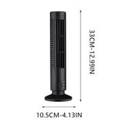 LEFTHIGH Home Bladeless USB Tower Fan 2 Speed 36dB Quiet Compact Portable Desk Fan for Bedroom Living Room Office Black