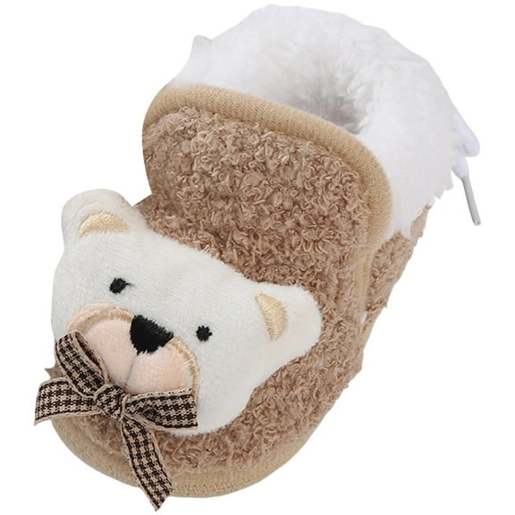 Baby Girls Boys Cute Animals Furry Sneakers Infant Fleece Lined Ankle Boots Toddler Non Slip Bootie Slippers