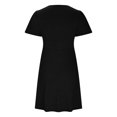 thumbnail image 6 of DailyTrove Women's Multi Color V Neck Belted Short Sleeve Mini Dress, Trendy Outerwear for Summer Street Style Casual Gatherings, 6 of 6