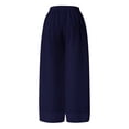 thumbnail image 4 of Gunia Womens Chiffon Flowy Pants Wide Leg Elastic Waisted Trousers With Pockets Solid Color Work Wear Baggy Pants,Blue,Size S-Xxl, 4 of 4