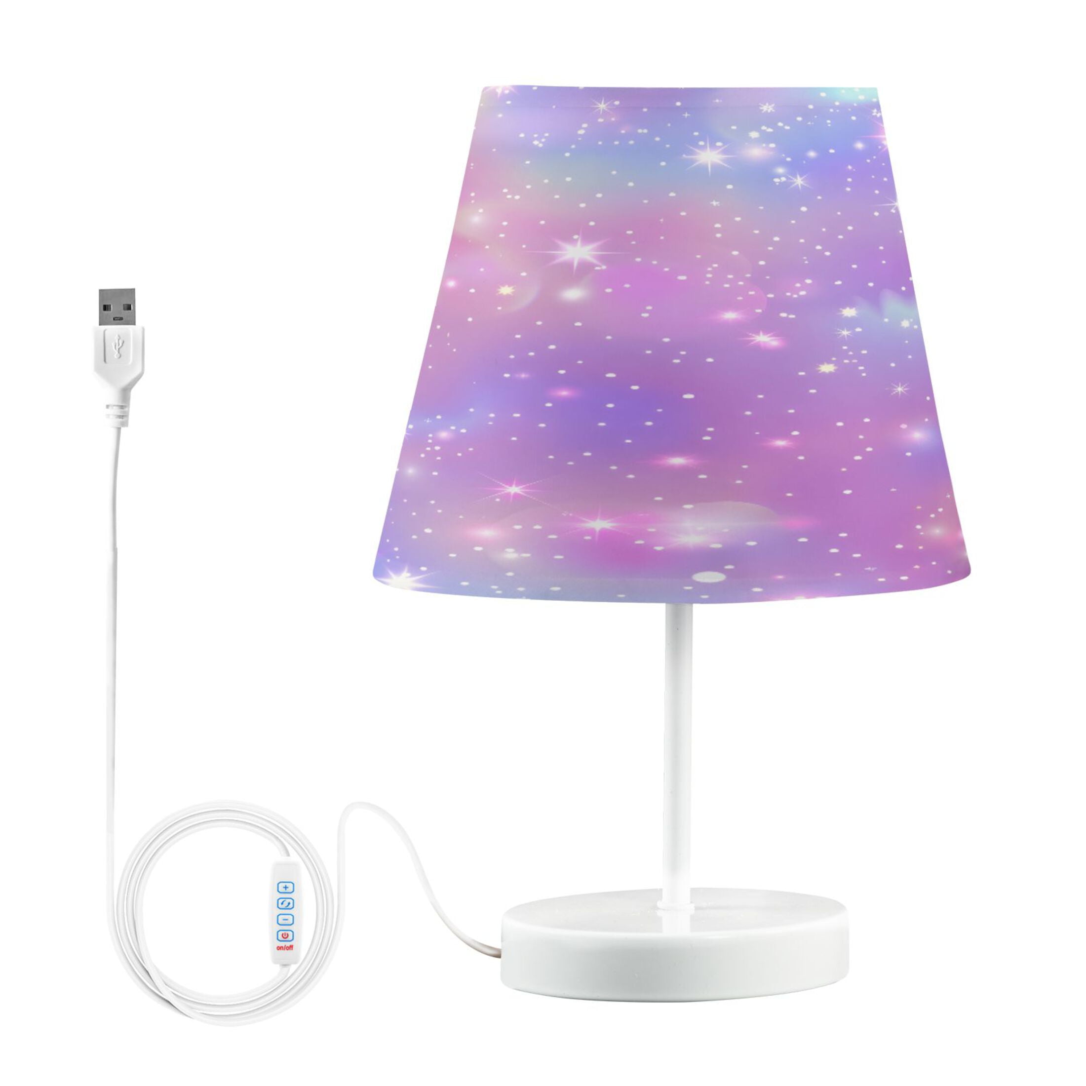 Pink Sky with Stars Desk Lamp LED Table Nightstand Lamps with 3 Color Temperatures for Home Bedroom Living Room Decor 8x12