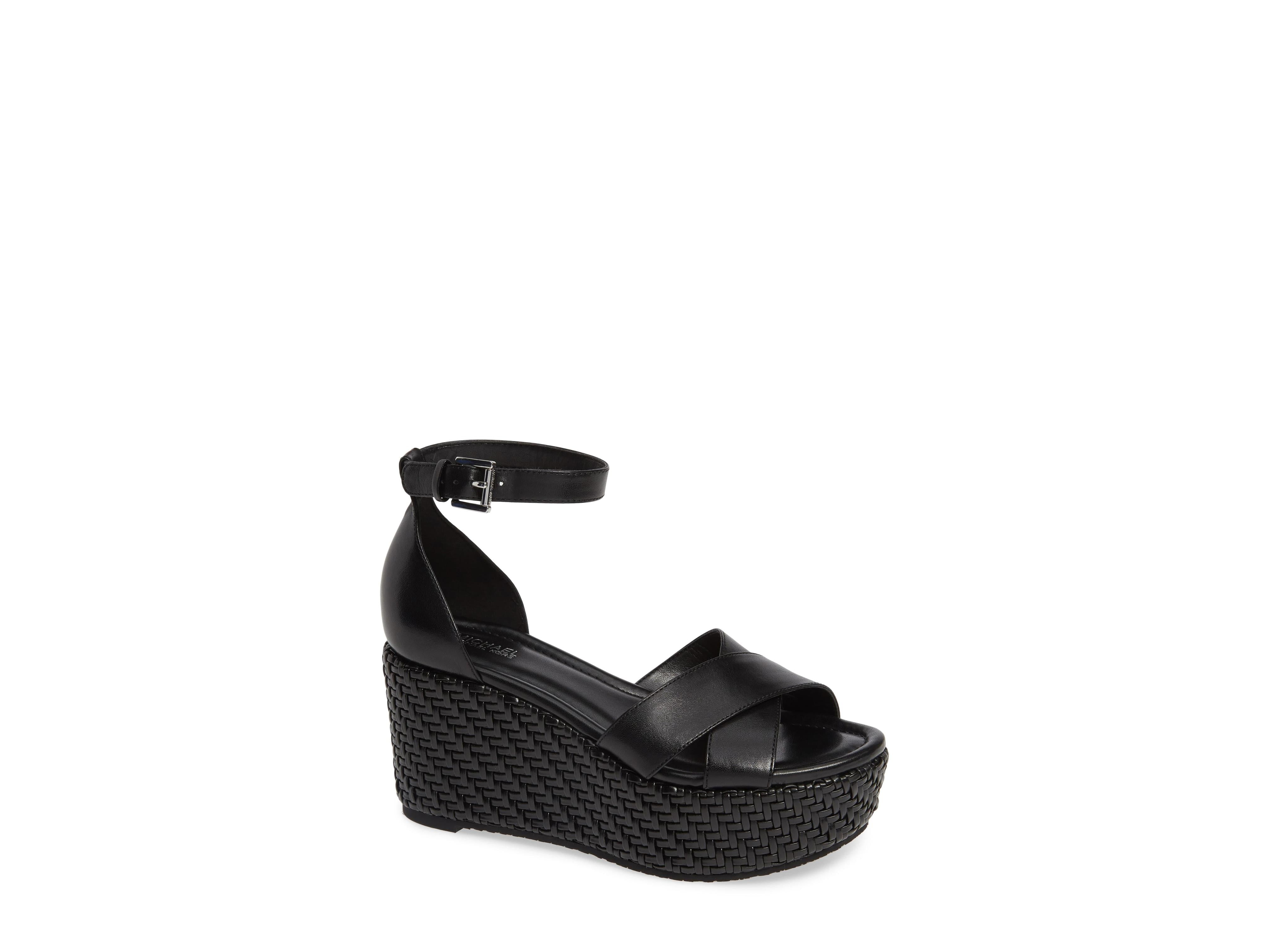 Desiree Wedge Sandals, Black 