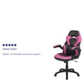 thumbnail image 6 of Emma + Oliver Gaming Racing PC Chair with Flip-up Arms, Pink/Black LeatherSoft, 6 of 16