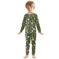 thumbnail image 6 of FORMRS Long Sleeve Top and Pants Pajama Set for Niños 2-Piece Sleepwear, Sizes 18M-8Y, Green Flowers Pattern, 6 of 6
