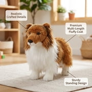 MAOWO Planet Realistic Standing Shetland Sheepdog Plush Toy, Sable and White Stuffed Sheltie Dog, 11.4 Inches