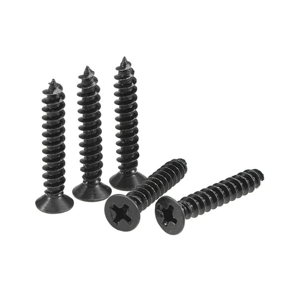 Uxcell M4 x 25mm Wood Screws Carbon Steel Black Oxide Black 100 Pack