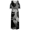 thumbnail image 4 of Vestido largo de manga corta de Halloween de encaje con cuello en V informal con estampado de verano para mujer a la moda Fridja bnh6170, 4 of 5