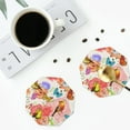 thumbnail image 4 of Fuzoiu Flowers And Birds Watercolor Print Leather Coasters Set,Drink Coasters Set of 4,for Tabletop Protection, Durable PVC Coasters,Home Décor and Housewarming Gift-Octagon, 4 of 6