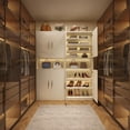 thumbnail image 6 of 66-Inch Tall Shoe Cabinet with Fluted Door and LED Light for Entryway, Modern Large 9-Tier Freestanding Shoe Storage Organizer with Adjustable Shelves Open Shelf for Closet, Living Room, White, 6 of 8