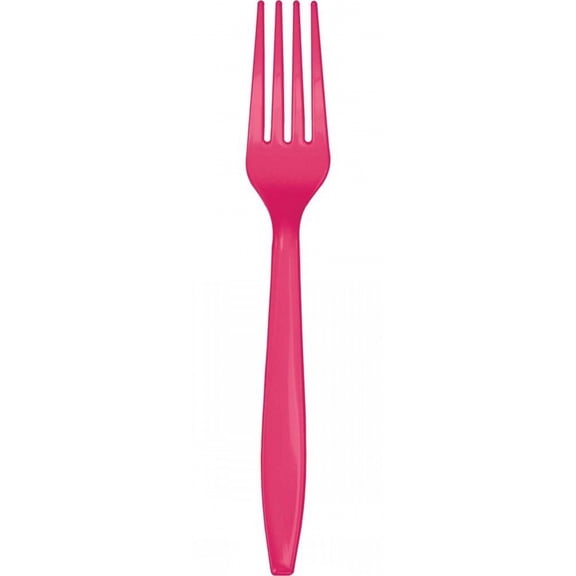 Premium 24 Count Plastic Forks - Hot Magenta