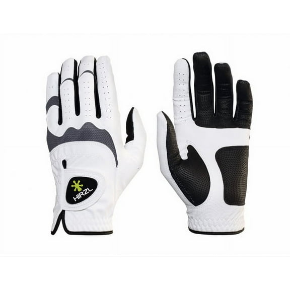 HIRZL Men's Golf Gloves - Trust Hybrid, Leather, Grippp Technology, White/Black