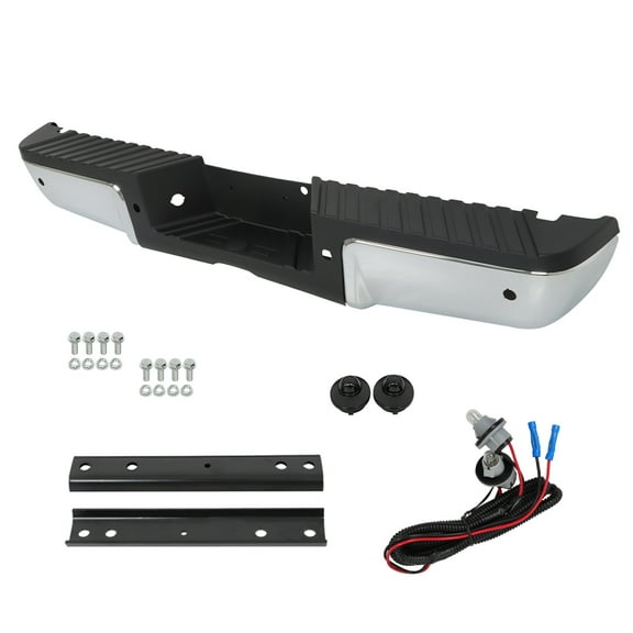 waltyotur Chrome Steel Rear Step Bumper with Parking Sensor Hole Replacement for 2008-2016 F-250 F-350 F-450 Super Duty