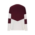 thumbnail image 5 of Burgundy Wine Color Block Loose Fit Tops for Women Winter Fall Long Sleeve V Neck Sweater Thin Crochet Cable Knit Basic Tops Shirt Blouses Ladies 2025 Clothes Y2K XL, 5 of 5