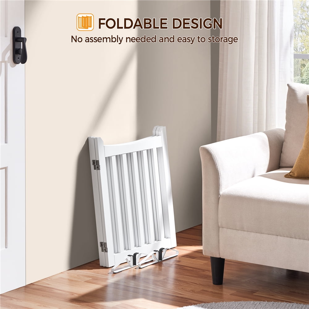 Yaheetech 24" Tall Freestanding Wooden Fence with Door, White