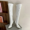 thumbnail image 4 of asdoklhq Boots Under $15,Women's Boots Heel Pointed Toe Side Zipper Boots Over The Knee Boots, 4 of 5