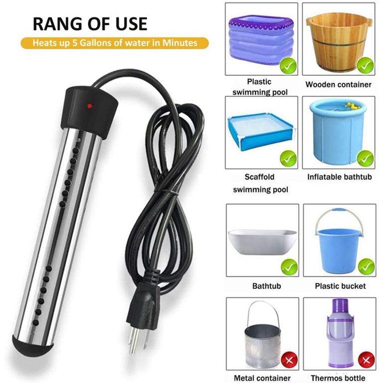 Immersion Heater, Portable Electric Submersible Water Used in Swimming Pool  Tub Bathtub US Plug - Walmart.com