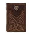thumbnail image 1 of Ariat Mens Tri-Fold Bootstitch Shield Wallet, Brown, 1 of 4