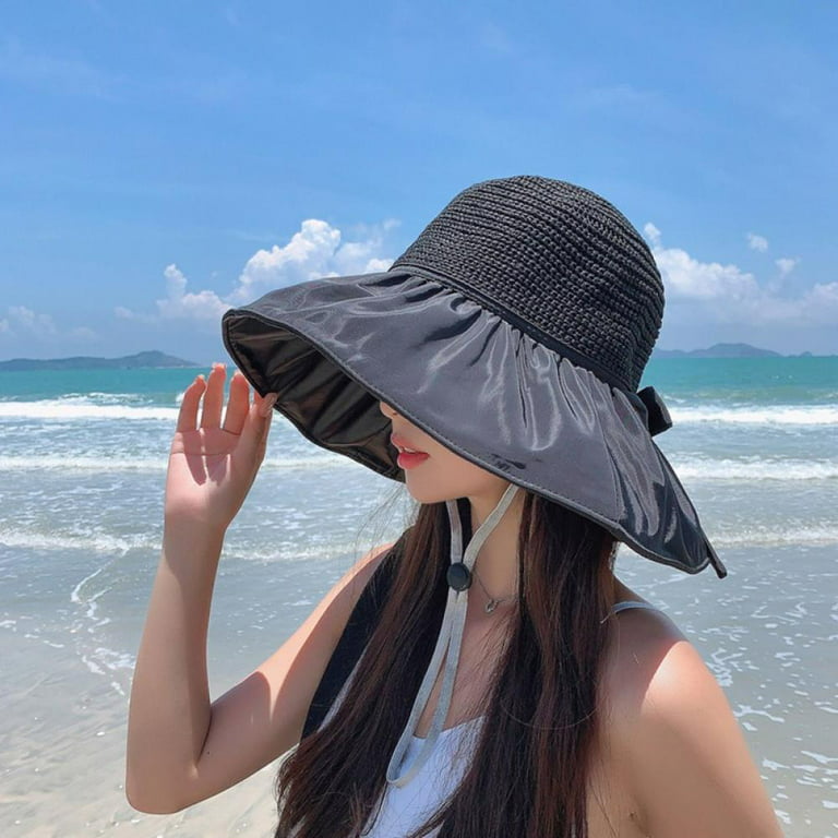 Women's Sun Hats UV Protection Wide Brim Hat Women Foldable Sun Hat for  Women Straw Hats 