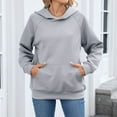 thumbnail image 5 of Plain Hoodie 2025 Long Sleeve Hooded Sweatshirt with Pockets Texture Pullover Essentials Hoodies for Women, 5 of 8