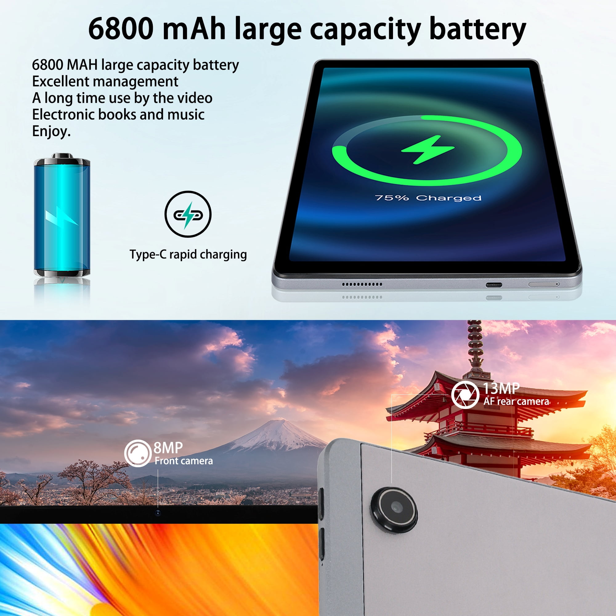 11 inch Android 14 Tablets HD Touchscreen Octa-Core 12GB + 128GB