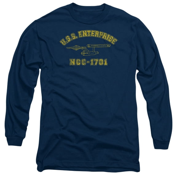 Star Trek Enterprise Athletic Long Sleeve Adult 18/1 T-Shirt Navy