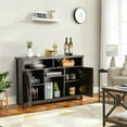 thumbnail image 4 of Gymax Buffet Storage Cabinet Farmhouse Sideboard w/9-Bottle Wine Rack & 2 Doors Brown, 4 of 10