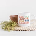 thumbnail image 2 of All the Cool Kids Are Reading with Retro Groovy Wavy Text Art Merch Gift, White 11oz Ceramic Mug, 2 of 5