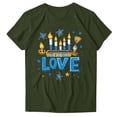 thumbnail image 3 of Jinhomg Funny Hanukkah Shirt for Women Cute Love And Light Chanukah Tees Lightweight Comfy Short Sleeve Menorah Celebration Tops Army Green L, 3 of 4