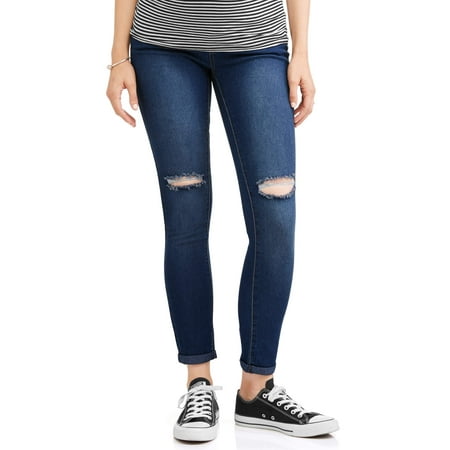Maternity Full Panel Distressed Skinny Jeans - Available in Plus Sizes