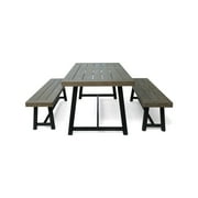 Christopher Knight Home Raphael Outdoor Acacia Wood Picnic Set by Black