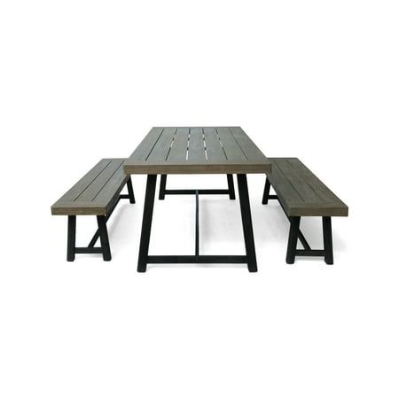 Christopher Knight Home Raphael Outdoor Acacia Wood Picnic Set by Black