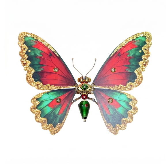 200+ PCS Metal Trend Toy Mechanical Butterfly, 3D Metal Assembly Retro Steampunk Butterfly, Metal Bionic Assembly Model, Gilded Christmas Butterfly Unassembled Parts(Gilded Christmas)