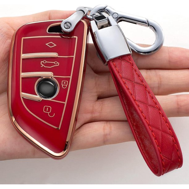 Para Bmw Key Fob Cover, Key Fob Case para Bmw 2 5 6 7 Series X1 X2 X3 X5 X6 Premium Soft Tpu Anti-polvo Protección Completa, Rojo