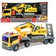 thumbnail image 2 of Transporte de vehículos Maxx Action 17 con excavadora: luces brillantes y sonidos de construcción | Remolque impulsado por fricción | Juego de juguetes de 3 piezas para niños | Camión de construcción, 2 of 5
