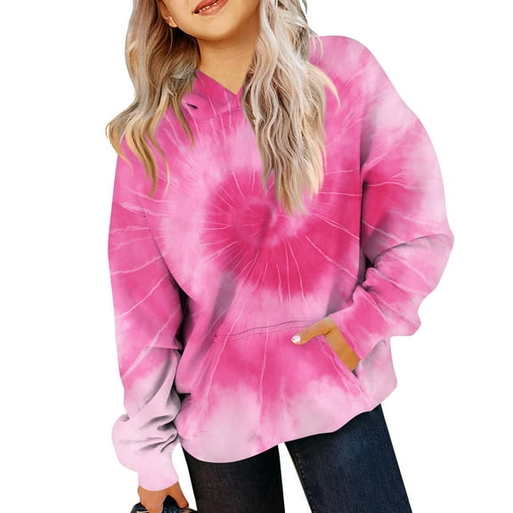 XADYUY Hoodie for Girls 7-8 Cute Trendy Hooded Girls Sweatshirt Oversized Long Sleeve Girls Pullover Top Fashion Winter Sweaters for Teen Girls with Pocket,13-14 Years Hot Pink