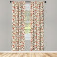 thumbnail image 2 of Ambesonne Floral Curtains, Cartoon Botanical Flowers, Pair of 28"x84", Salmon and Reseda Green, 2 of 3