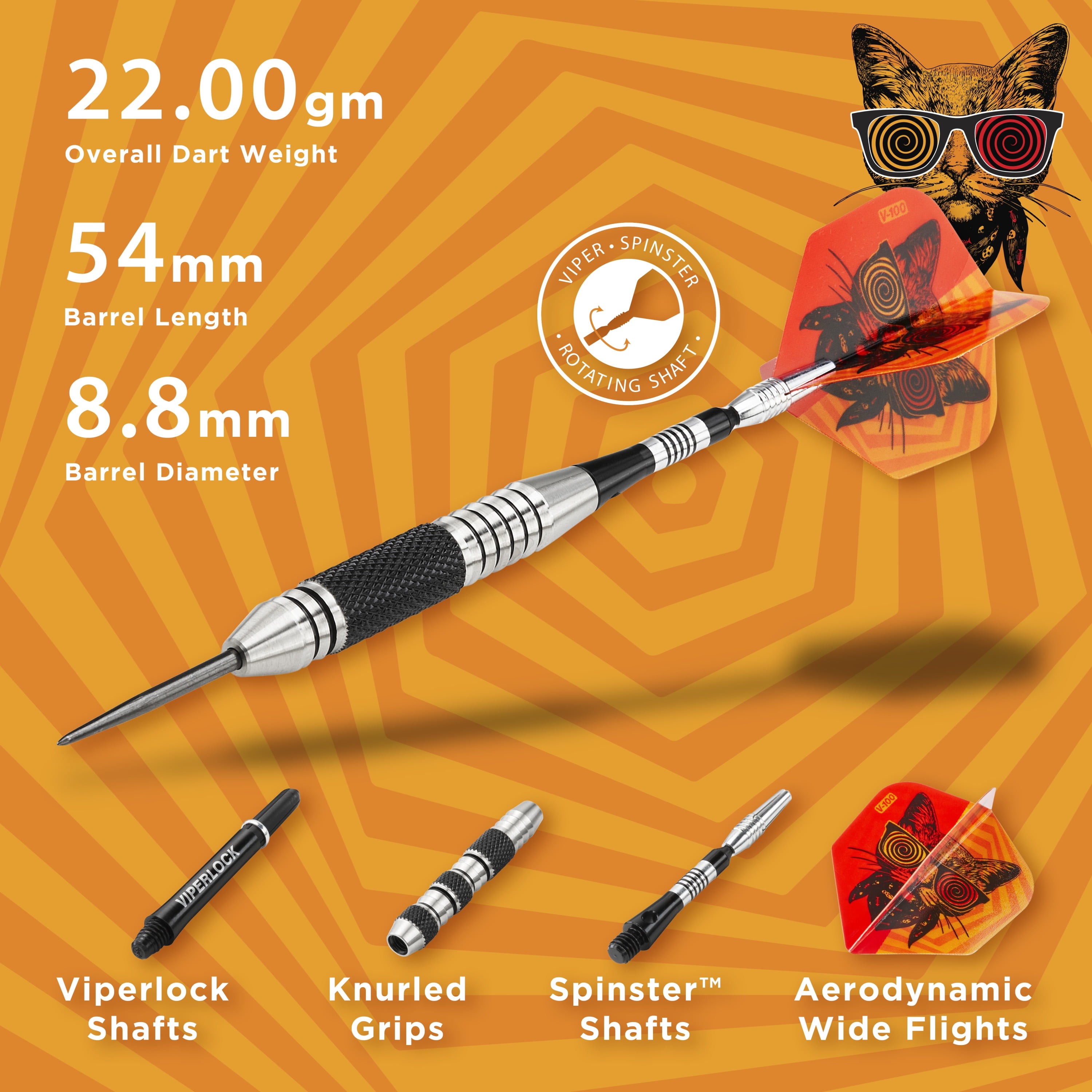 Viper The Freak Steel Tip Darts Knurled and Grooved Barrel 22 gとCasemaster Deluxe Pink Nylon Dart Case Viper The Freak 22 Gram Steel Tip Dart Set \u2013 Chesapeake Billiards