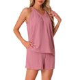 thumbnail image 4 of INSPIRE CHIC Womens 2 Piece Lounge Sets Pajama Halter V Neck Cami Pj Shorts Set with Pockets Summer Sleeveless Outfits L Light Pink, 4 of 5