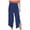 Blue, variant on QUYUON Business Casual Pants for Women Fashion Retro Mid Waist Cotton Linen Plain Ribbon Pocket Loose Bloomers Jogger Pants for Women Full Pant Leg Length Track Pants Pant Style N-737 Khaki XXL