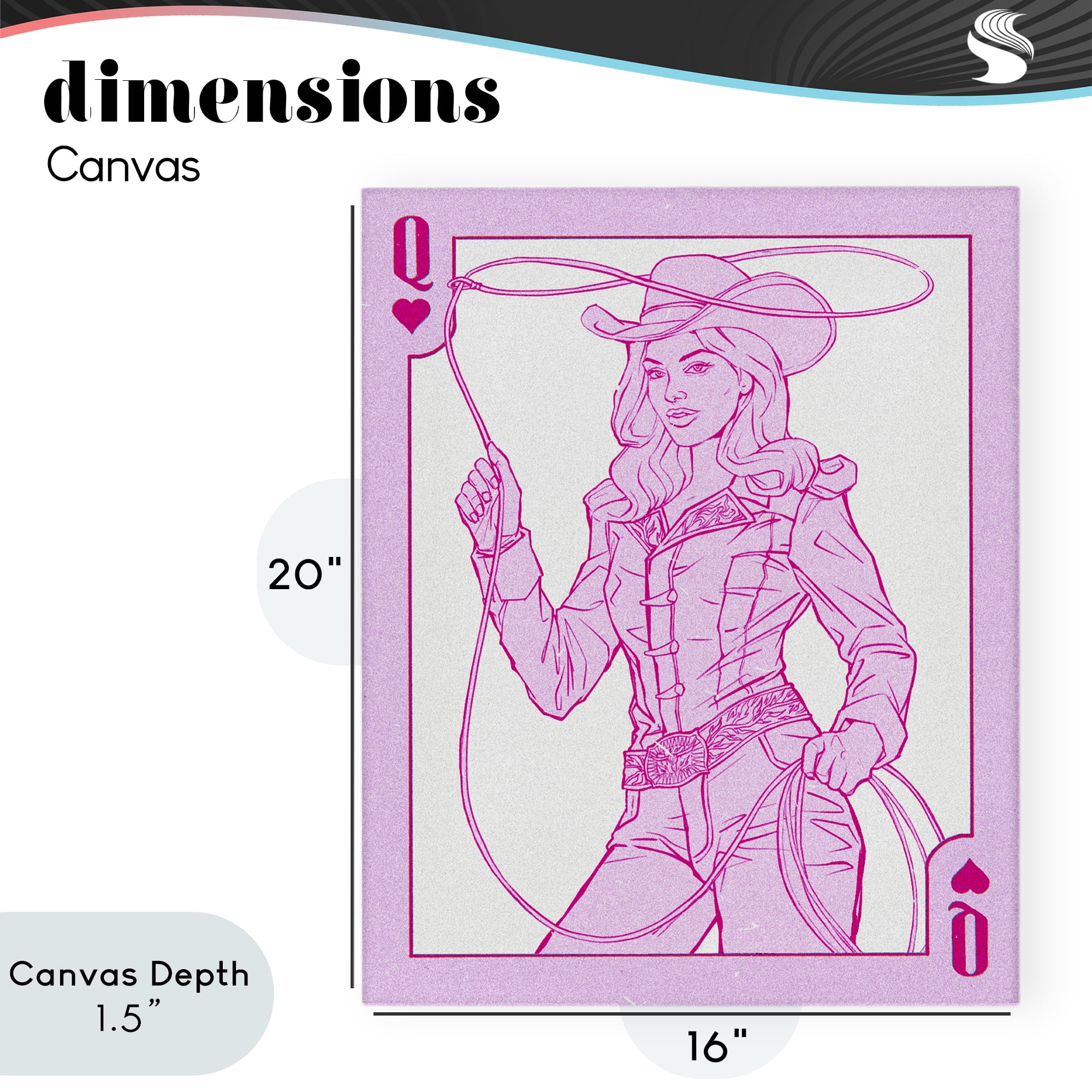 Stupell Industries Cowgirl Queen of Hearts Canvas Wall Art, design by Ziwei Li