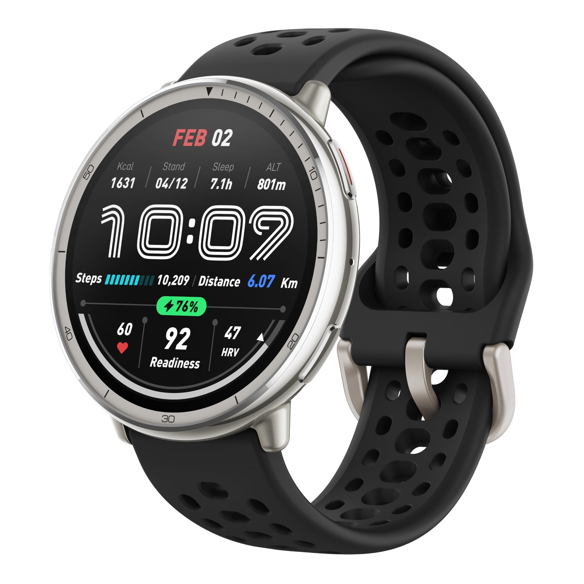 Amazfit Active 2 Smart Watch 44mm, GPS Maps with Direction, Fitness Tracker, 10 Day Battery, Sleep Monitor, 160+ Sport Modes, Water Resistant, for Android & Apple iPhone, Black Silicone