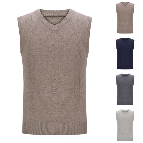 ZyeKqe Sweater Vests for Men Sleeveless Knit Top Casual V Neck Pullover Tops Loose Fitted Knitwear