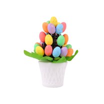 Moocorvic Artificial Easter Eggs Pot Tabletop Centerpiece Decor Potted Plants with Easter Eggs, for Office Home