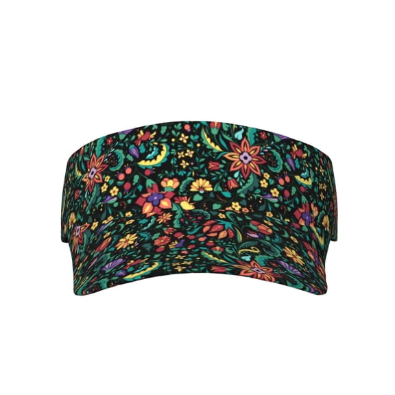 KLL Sport Sun Visor Hats Ball Caps Empty Top Baseball Sun Cap for Men Women-Mexican Flower 1